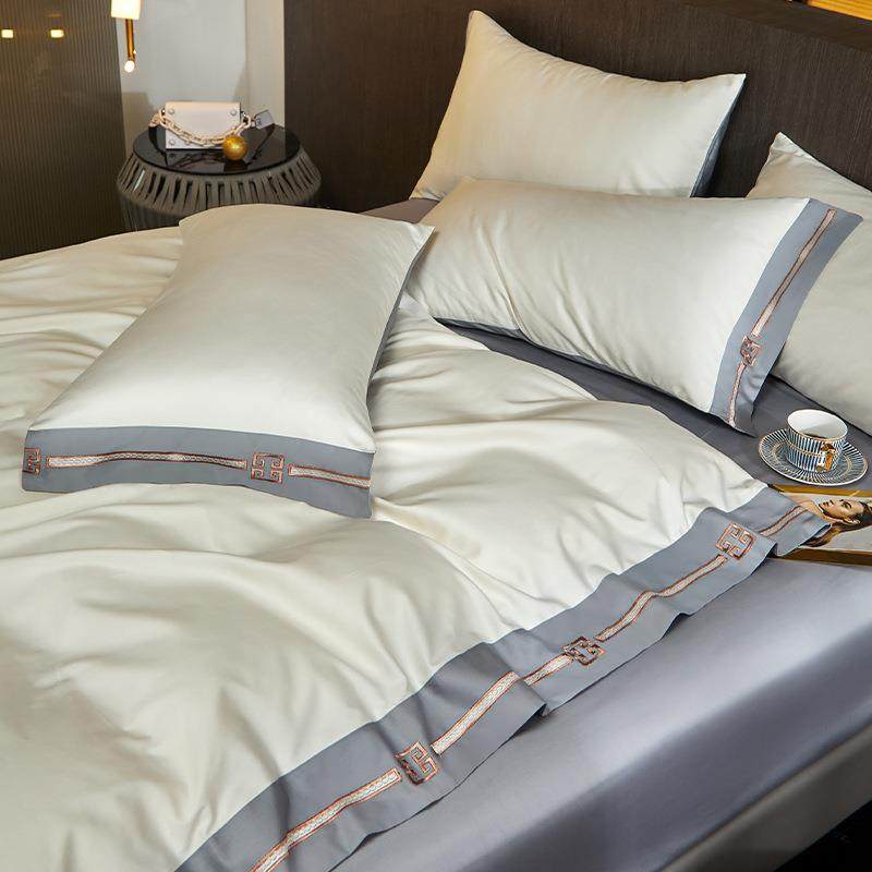 简约纯绒色床贡缎长棉床上四件床套纯棉酒店单被套上用品南RC-006