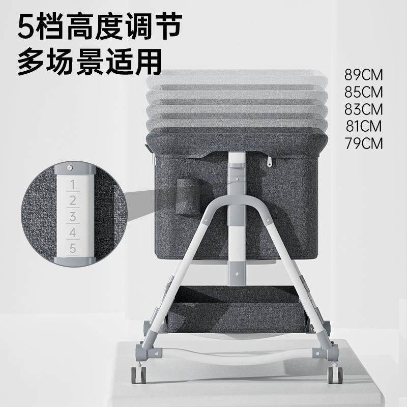 L6Y拼便携式动可移婴儿床可折叠节高326低调接大床宝宝摇篮床bb床