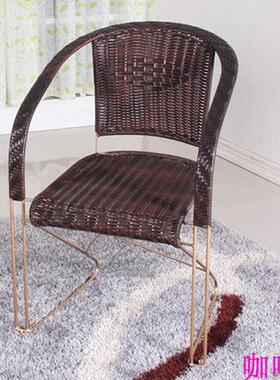 椅电脑藤椅靠背户椅家办公外用阳台休闲靠TCI背弹跳电脑铁艺小藤子新