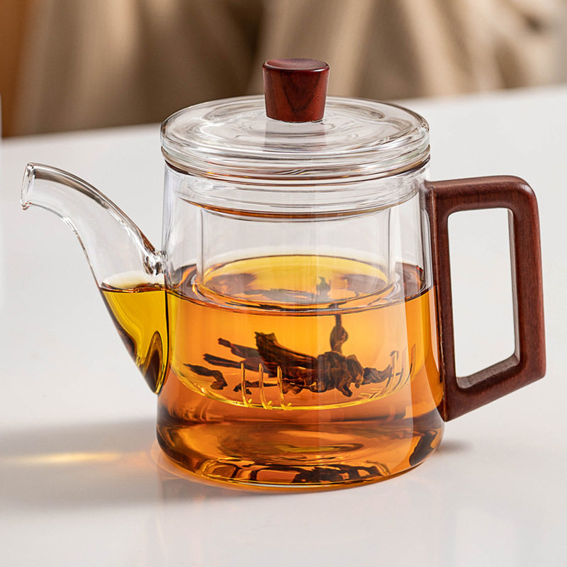 忆壶茶高硼硅玻璃茶壶木把耐热玻璃壶泡茶壶双胆泡茶壶器明火加热