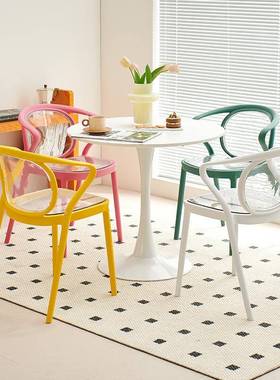 椅家简用加厚靠背塑备料透明椅子LTI现代约休闲椅餐餐厅餐桌椅用椅子