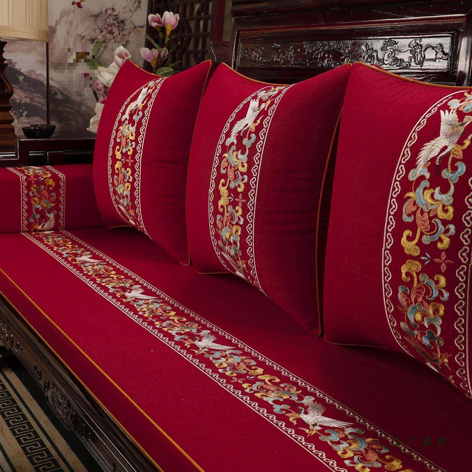 新中式垫罗汉床垫沙发坐F996M567带靠背五件套座垫垫家具沙发定制