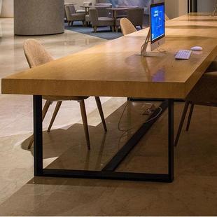 实木长条办公桌lot休闲椅组合f型休闲简约现餐代大见详情厅工作台