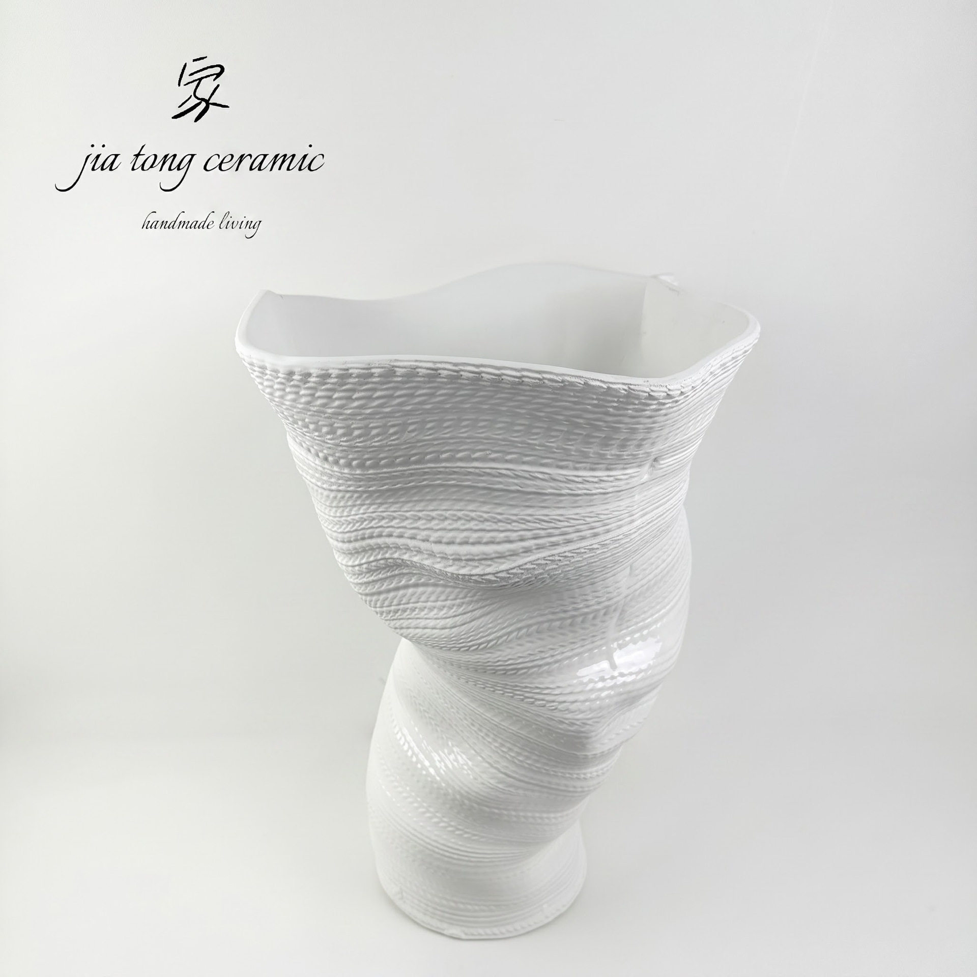简约现代白色陶瓷花器摆件样板间售楼处客厅玄关餐厅艺术饰品