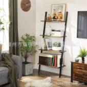 跨境热销物梯子层架四置物架EST靠墙书架木家具钢落地置架收纳架