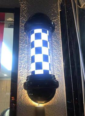 发转灯理发外店LED壁圆形广告转CSK灯挂复古美发廊灯箱户挂墙防水