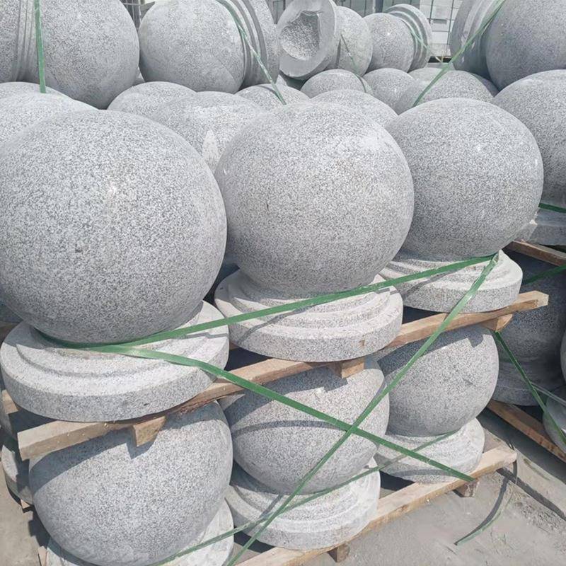 厂销售223427花岗岩挡车路石球芝家麻广场公园障球石墩挡灰车球