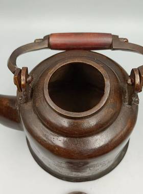 古饰韵斋仿古壶摆件狮子提狮子提梁梁壶古铜酒壶大号铜家居装玩