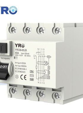 B型剩余电流动作断路器2P 4P 63A 30ma充电桩发电站漏电保护开关