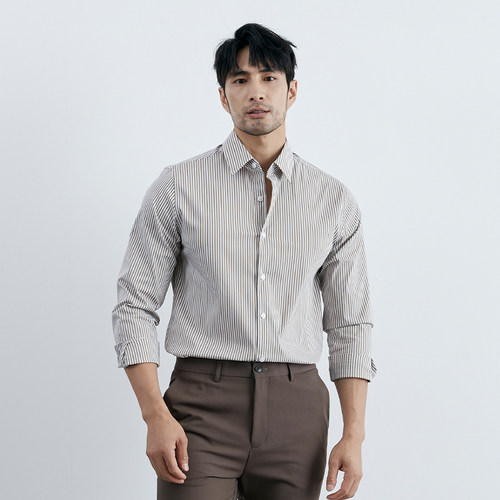 意式绅士 正装内搭条纹衬衫男士高级感免烫2024新品上班面试衬衣