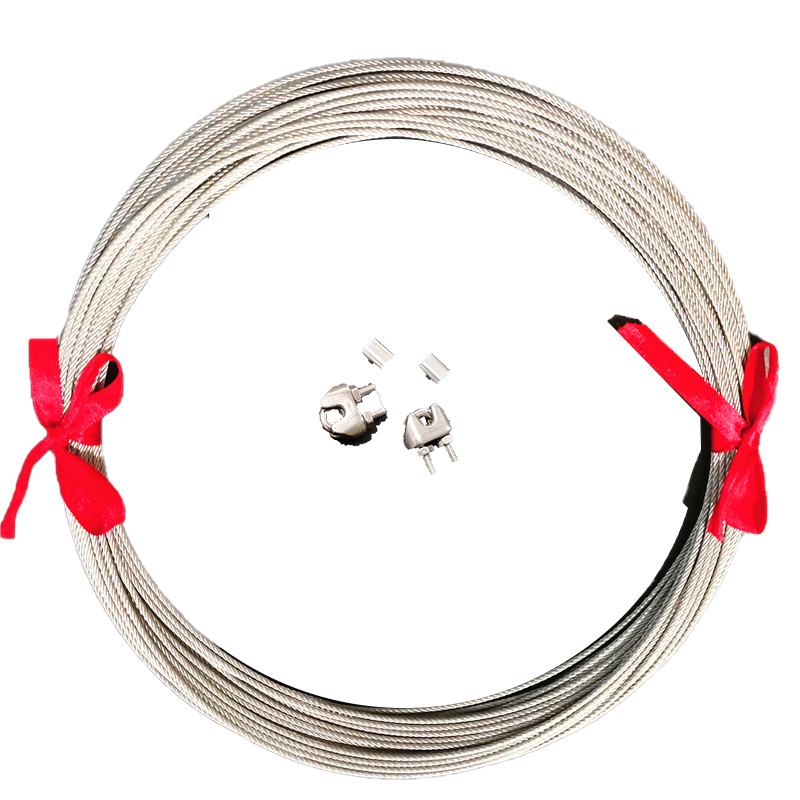 户外不锈钢旗杆304钢丝绳2.0mm包胶3.0手动电动拉绳油绳送连接扣