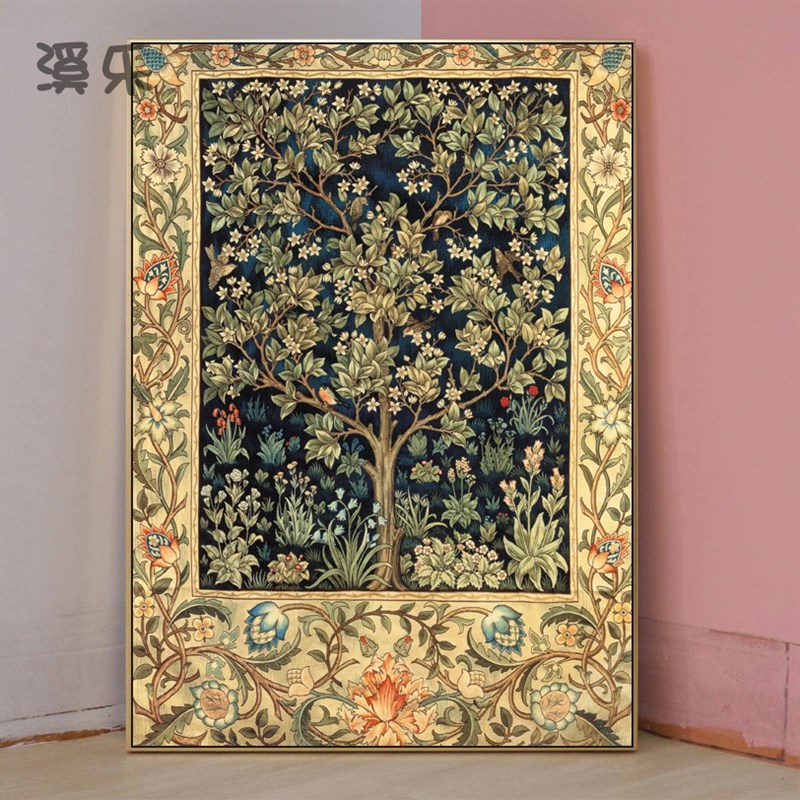 幸福树 经典欧式花鸟无框画 美式客厅装饰画玄关发财树 电表箱画