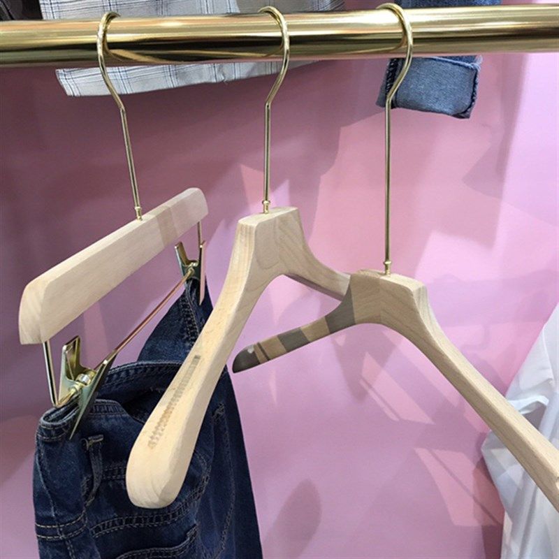 多功能加厚榉木防滑实木衣架家用男女无痕植绒不起包衣挂LOGO定制