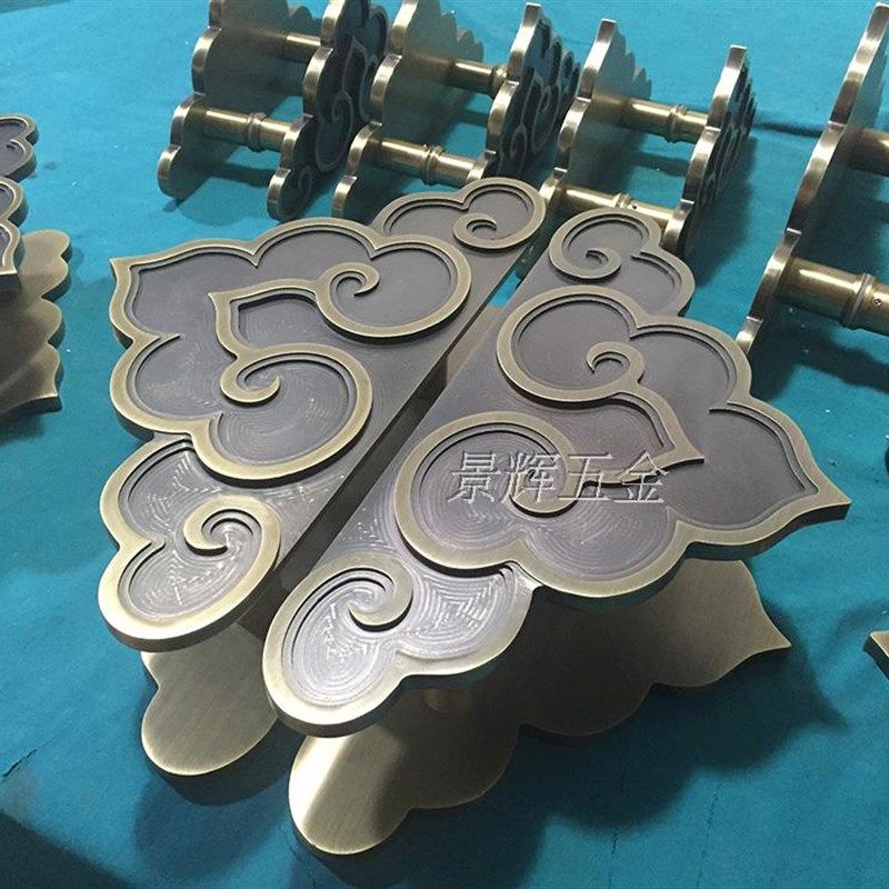 中式仿古 雕刻大门拉手 有无框玻璃门古铜拉手 木门把手欧式现代