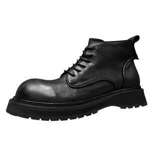 马丁靴男短靴冬季加绒工装男鞋英伦机车靴厚底轻便高帮皮鞋221001