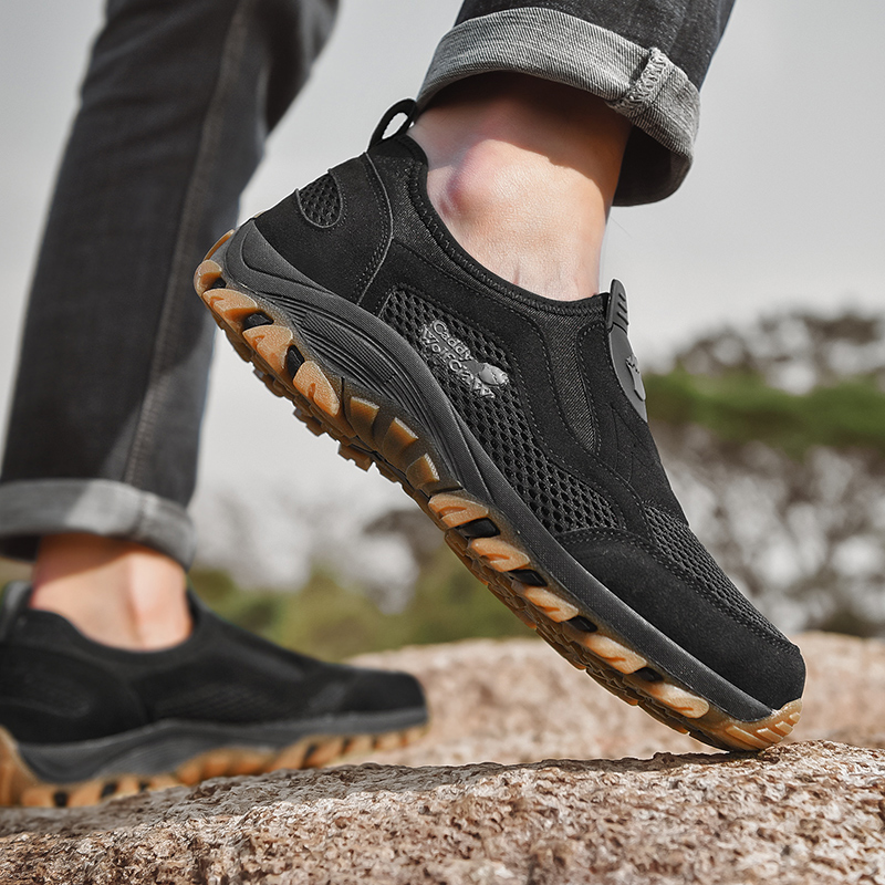 夏季爸爸男鞋透气网鞋运动鞋休闲鞋男士软底牛筋底网面懒人网布鞋