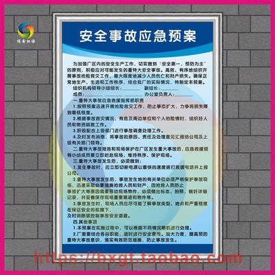 安全生产事故应急l预案 工厂车间标语警提指告示牌 海报规章制度