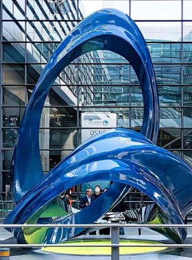 大型不锈钢雕塑定制白钢水景浪花圆环月亮发光景观抽象金属大厂家