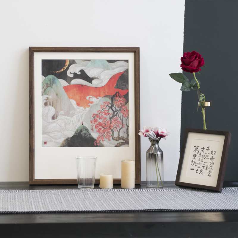 黑胡桃g1手工字画装裱画框外框定制裱框实木大相框尺寸拼图挂墙木