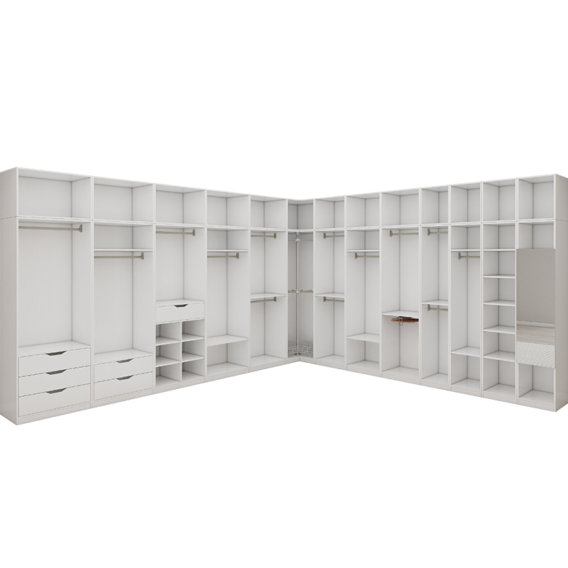 简约现代走入式衣帽间敞开转角衣柜无门组合收纳柜小户型拐角柜