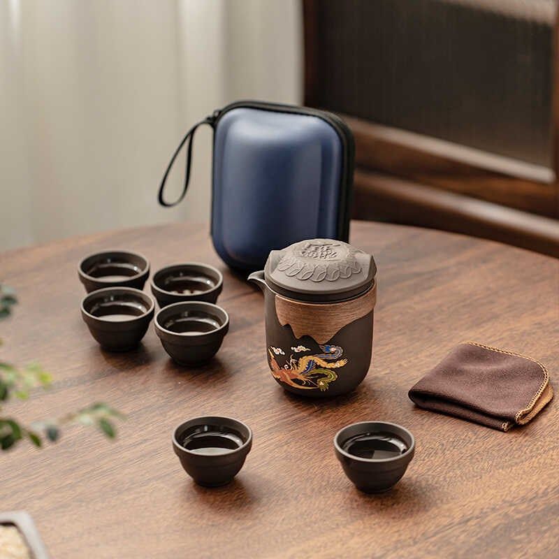 变色紫砂功夫旅行茶具茶壶家用会客礼品茶杯茶盘茶器整套装便携式,餐饮具,旅行茶具,淘宝优惠券,粉丝福利购,淘宝优惠卷