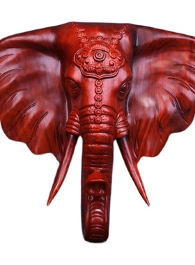 吉祥象头大象头壁挂中式福字墙壁C挂件客厅玄关酒吧家居墙面背景