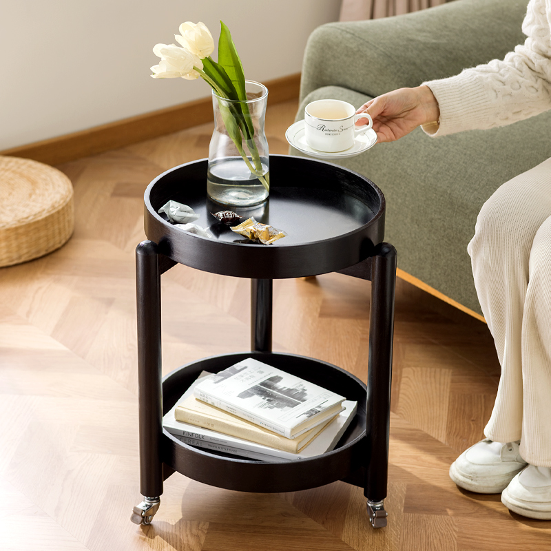 移动边几沙发小茶几床头置物w架桌子迷你床边Q小推车带轮阳台小圆