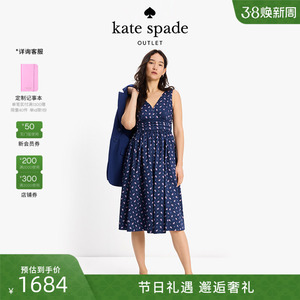 【女神节礼物】kate spade ks奥莱秋日佩斯利印花V领连衣裙休闲