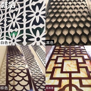 饰回纹线木雕条实花板Q仿古吊顶背景墙新品 PVC花格镂空中式 棚顶装