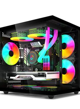 白色海景房机箱无立柱全景透明玻璃MATX主板台式240水冷迷你mini