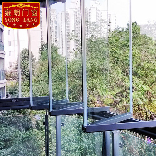 双扇折叠a无框阳台窗封窗户创开式厨房隔断钢化玻璃窗客厅落地门