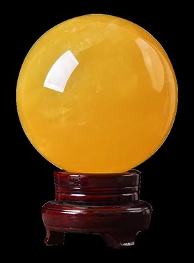 黄水晶球摆件天然原石高级感招财转运聚宝盆办公桌装饰黄色水晶球