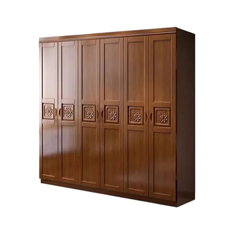 超值热卖新中式民宿实木衣柜对开门卧室家庭收纳胡桃色橡木衣柜