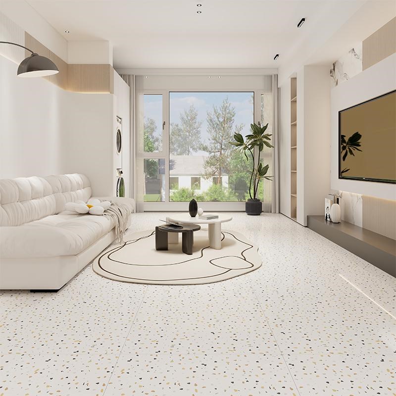 彩色亮光水磨石瓷砖800x800mm奶茶店瓷砖商场服装店工程防滑地砖