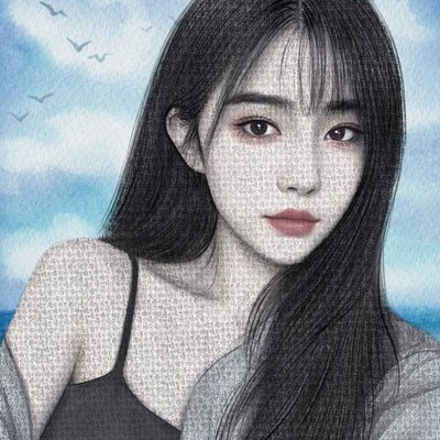 女友真人作画名字订制照片名字定制画像文字人像手写素描礼物彩色