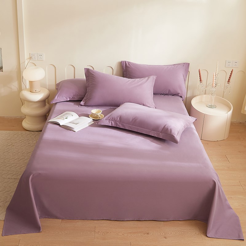 加厚60支新疆长绒棉100%全棉磨毛床单单件纯色纯棉被单枕套三件套