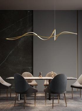 计铜新款长条餐厅吊灯意式极简台餐DD000029桌吧岛台设师轻奢办公