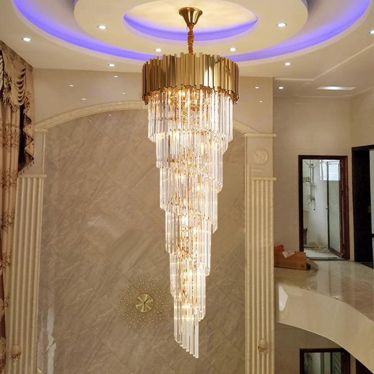 轻现代墅旋转楼梯灯796长吊灯水晶挑空别奢客墅厅灯lo别ft公寓楼