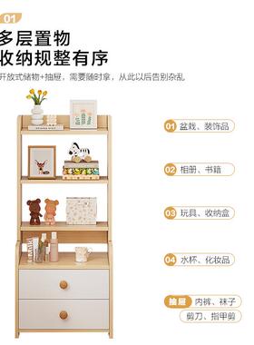 W8书纳LUY架床头柜床置物架落地床边头收柜子家用卧层室多简易书