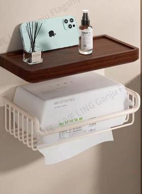 胡桃卷纸收架卫间置物架纳篮子生厕所纸巾木OFY架免打孔洗手间厕