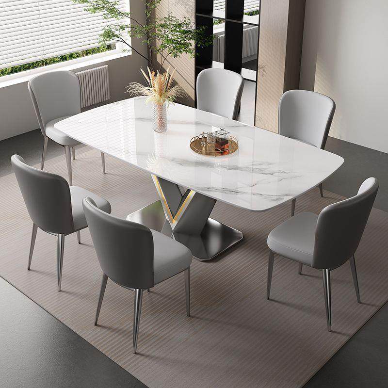 客dpp轻奢岩椅板餐桌简组合家用小户型厅家庭现代约MOP长方形西餐