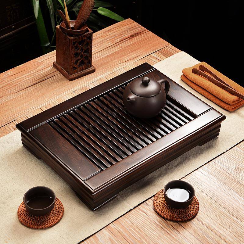 xF7568HHTyt小号鸡翅木茶家盘储水茶式台黑檀茶抽屉简约用实木海