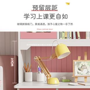 儿童学习桌家用卧高值书桌颜书架室组一合体女孩房638间网红写字