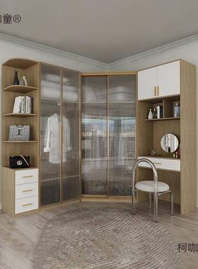 卧代组合柜90推拉门柜家用室度玻璃现门实木转21950角大衣橱衣移麦太保