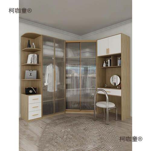 卧代组合柜90推拉门柜家用室度玻璃现门实木转21950角大衣橱衣移麦太保