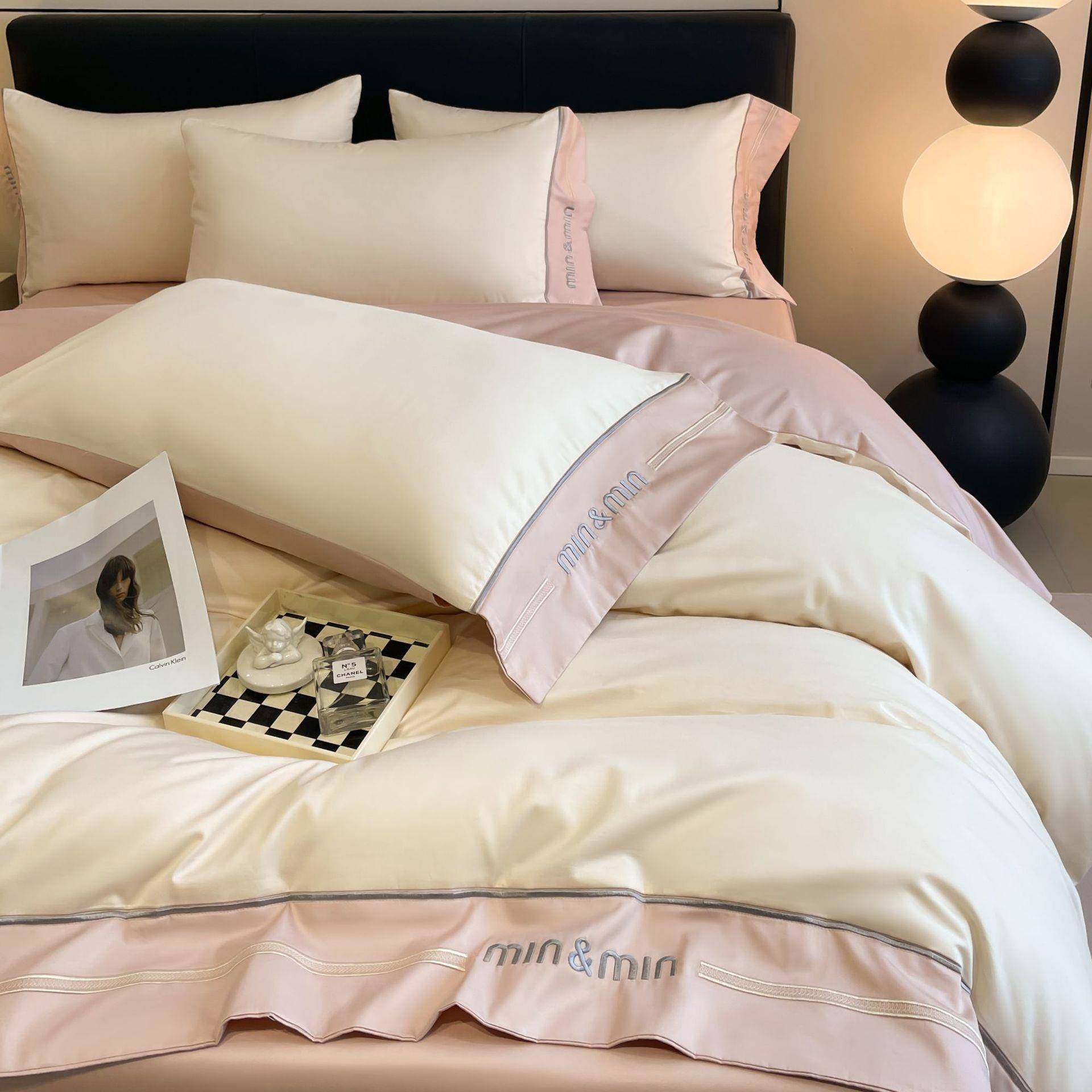 高档10支床长绒棉上四长绒棉刺件套纯棉刺绣床单被套2全棉三件套