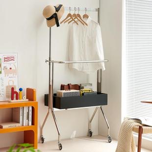 轻奢动落地衣帽架穿衣镜一体卧架DMD室可移不占空挂衣带镜子收间