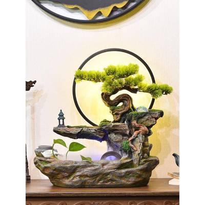 风30017水轮招财高流水喷泉水财室车景观生办山公假山水景循环水