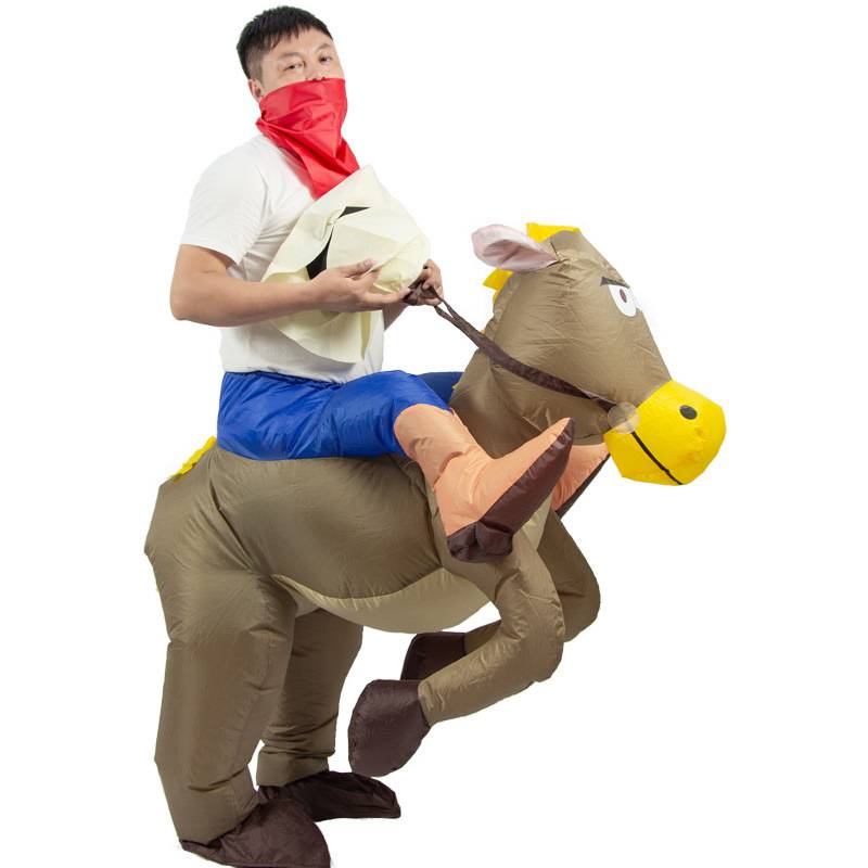 成人儿童西部牛仔骑马充气服装小灰马骑牛酒吧万圣节日表演出衣服