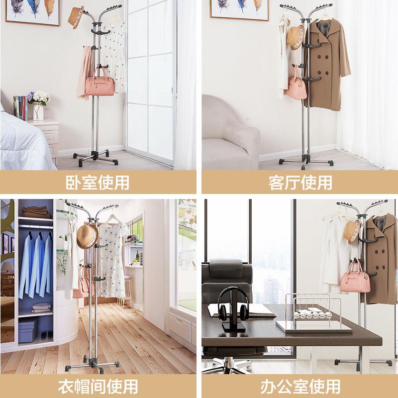 宝妮挂衣架落地衣卧室立RWJ式衣架室内放服挂架家优用不锈钢衣帽